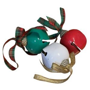 3 Enamel Large Christmas Bells Ornaments